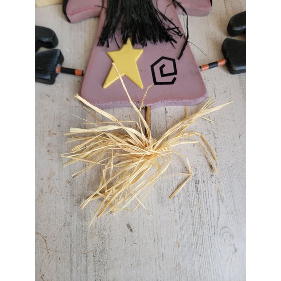 Vintage wooden witch broom hanging Halloween home decor sign unique - Picture 6 of 9